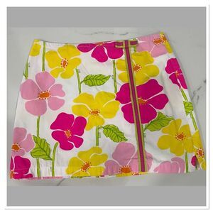 Lilly Pulitzer Vintage Pink & Yellow Floral Print Skort/Skirt, 14 (Girls)